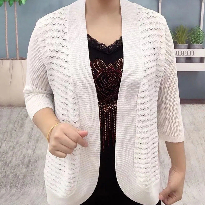 Damen Strickjacke mit 3/4-Ärmeln und strukturiertem Muster EB
