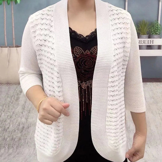 Damen Strickjacke mit 3/4-Ärmeln und strukturiertem Muster EB