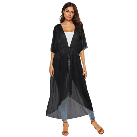 Damen eleganter, transparenter Strandkimono EB