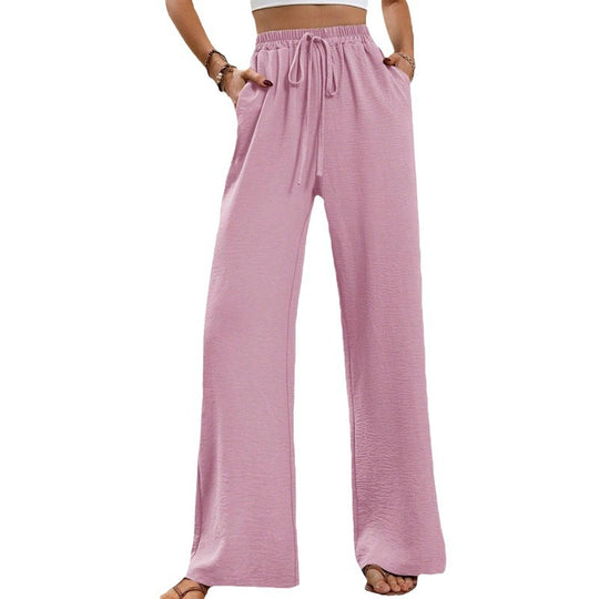 Damen Bequeme leichte Palazzo-Hose mit elastischem Bund und praktischen Taschen EB