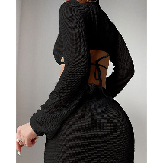 Damen Schnittiges Minikleid mit durchbrochenem Design EB