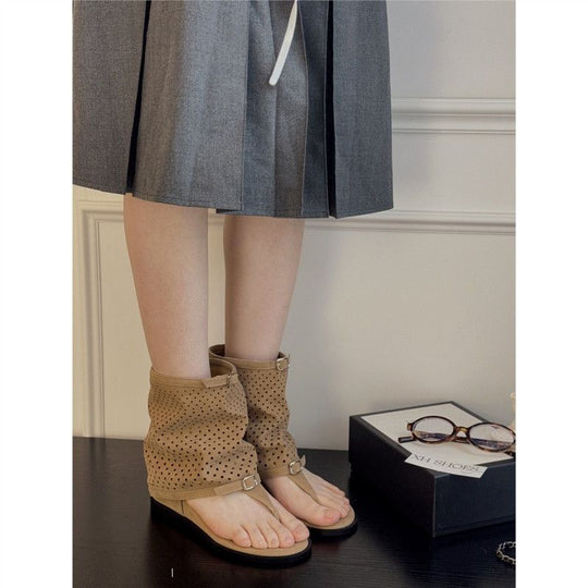 Damen modische Stiefeletten mit perforiertem Design EB