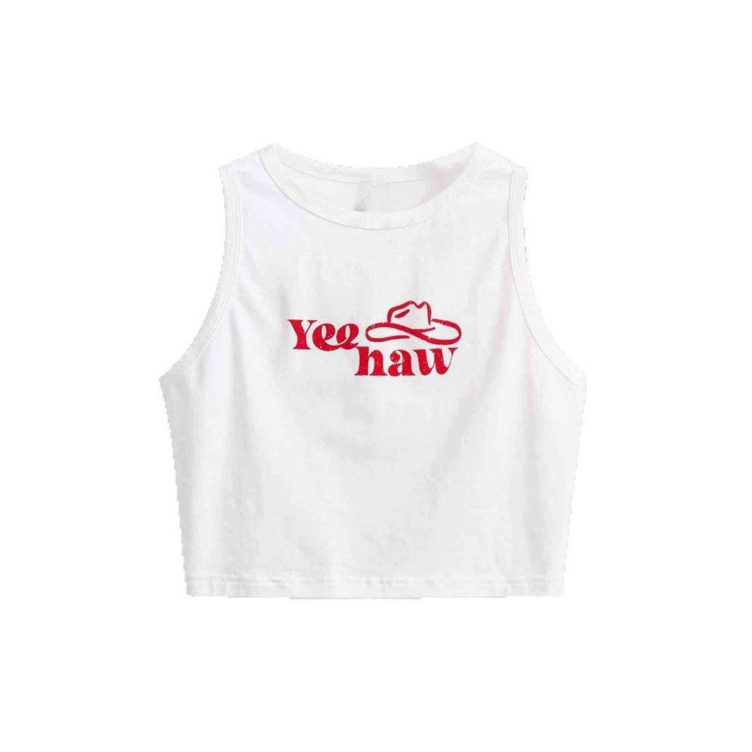 Damen Crop-Top mit originellem Cowboy-Motiv und coolem Schriftzug EB