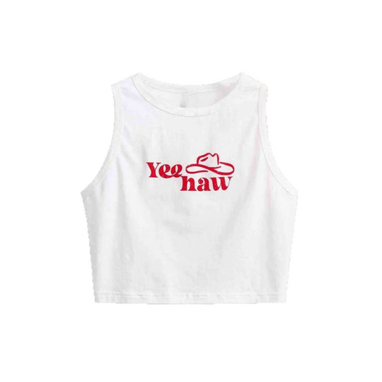 Damen Crop-Top mit originellem Cowboy-Motiv und coolem Schriftzug EB