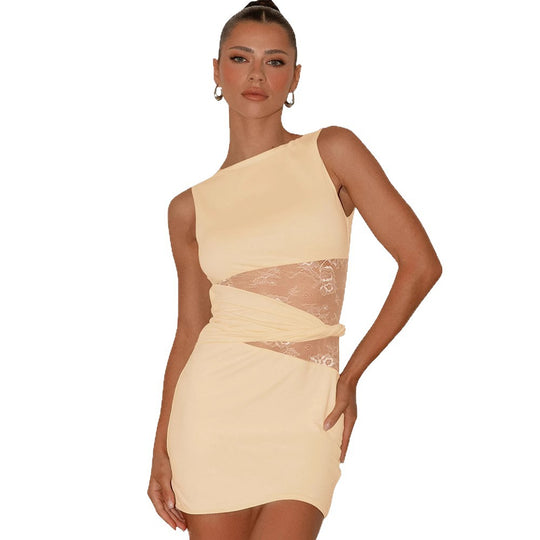 Damen Elegantes, figurbetontes Kleid mit transparenten Einsätzen EB