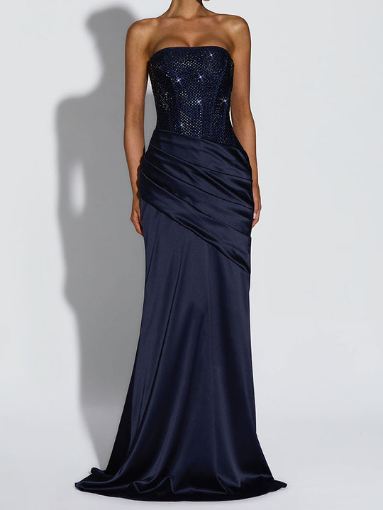 Damen Elegant Maxi-Kleid mit funkelndem Oberteil EB