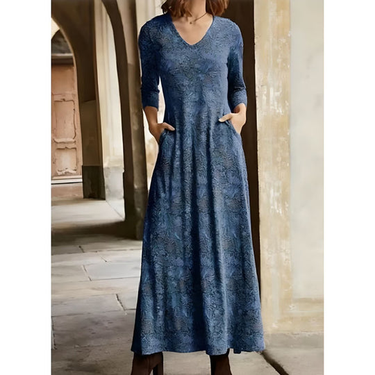 Damen Maxikleid mit dekorativen Mustern und praktischen Taschen EB