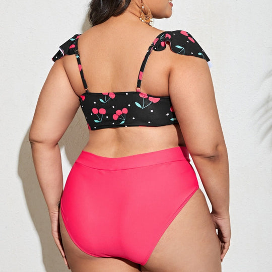 Damen Bikini-Set mit floralem Oberteil und hohem Taillen-Slip EB