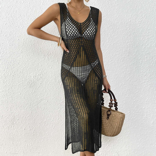 Damen eleganter Häkelsarong mit transparentem Design EB