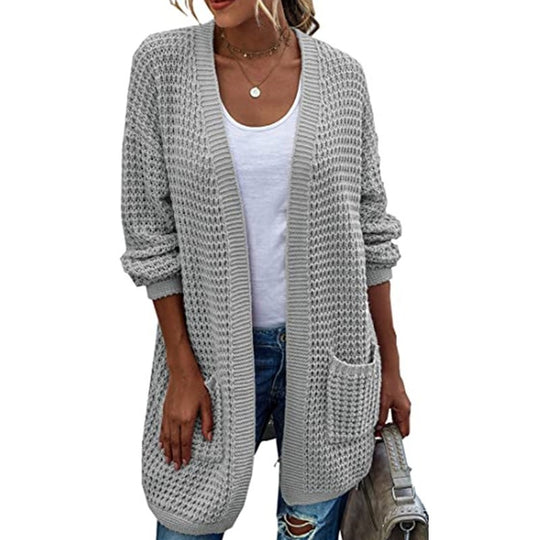 Damen Grob gestrickter Cardigan mit lässigem Schnitt und praktischen Taschen EB
