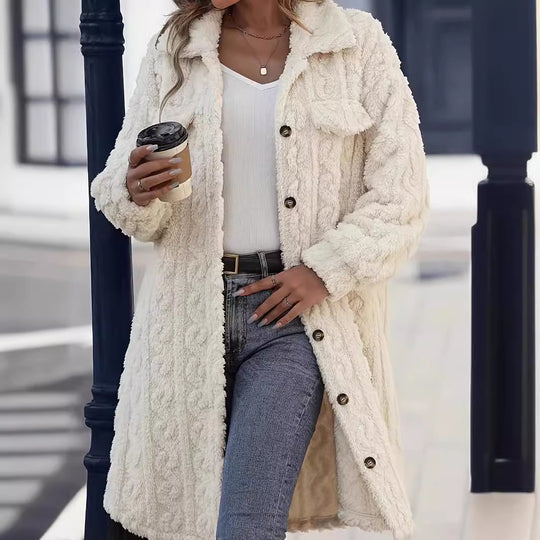 Damen Kuscheljacke mit hochwertigem Strukturdesign und praktischen Taschen EB