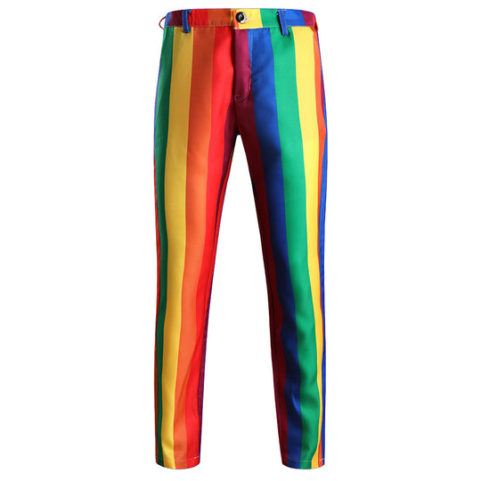 Unisex nan schmal geschnittene Chinohose mit vertikalem Streifenmuster und elastischem Bund EB