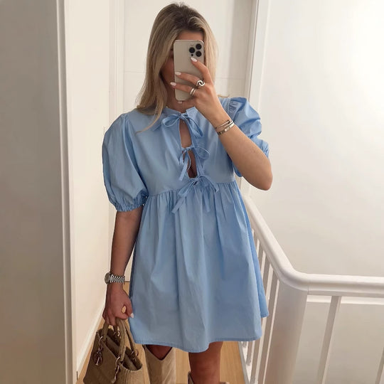 Damen Sommerkleid mit lässigem Leopardenmuster und voluminösen Ärmeln EB