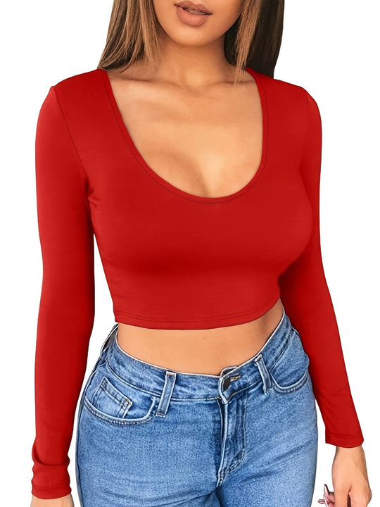 Damen Langarm Crop Top EB