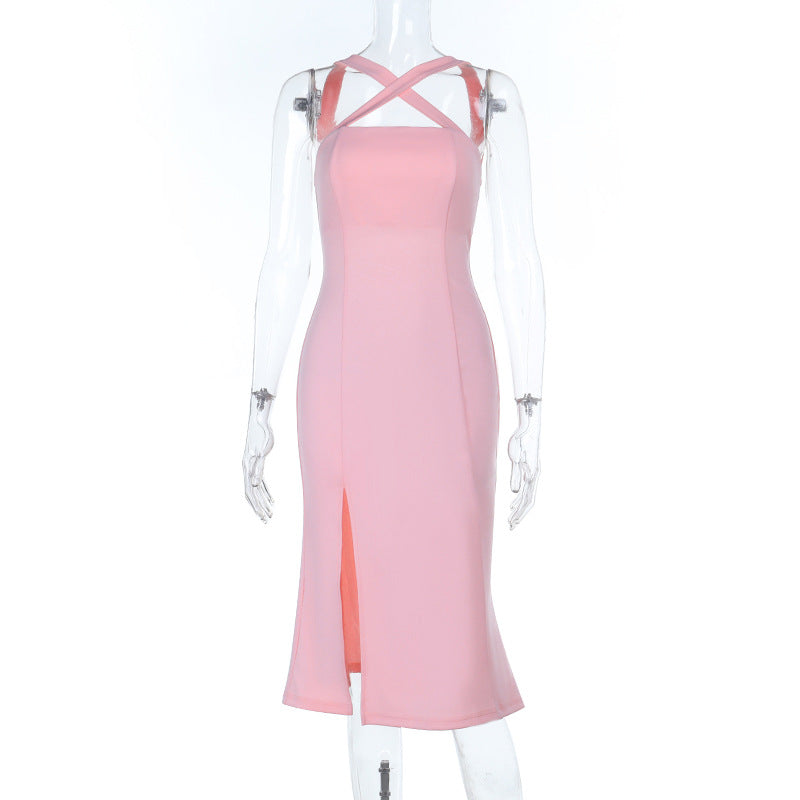 Damen Elegantes Midi-Kleid mit innovativem Schnitt und verführerischem Schlitz EB