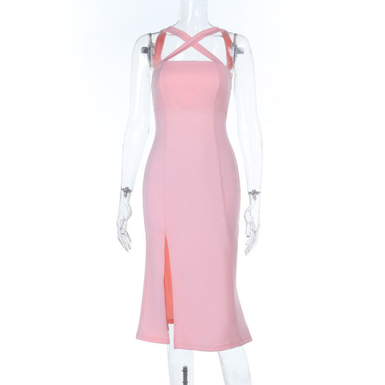 Damen Elegantes Midi-Kleid mit innovativem Schnitt und verführerischem Schlitz EB