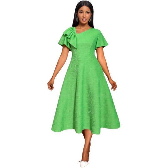 Damen elegantes Midikleid mit Rüschen-Details EB