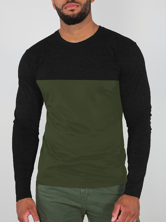 Herren Langarmshirt mit modernen Farbblockelementen und komfortablem Schnitt EB