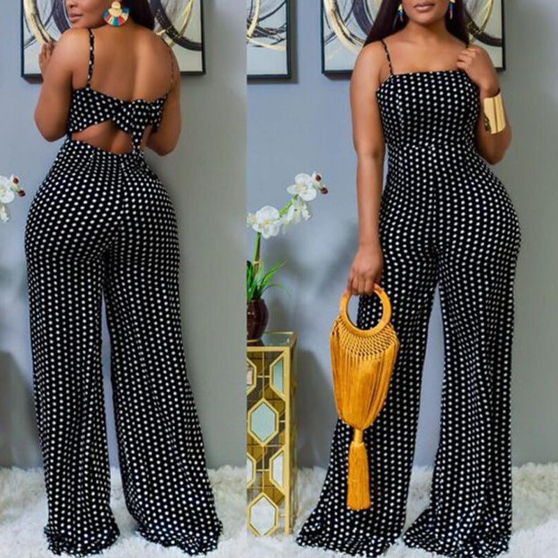 Damen lässiger Jumpsuit mit raffiniertem Rückenschnitt und weitem Bein EB