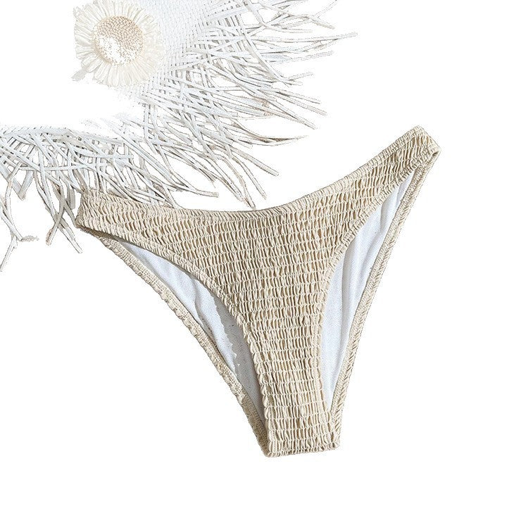 Damen Bikinihöschen mit elastischem Rüschendesign und hohem Beinausschnitt EB