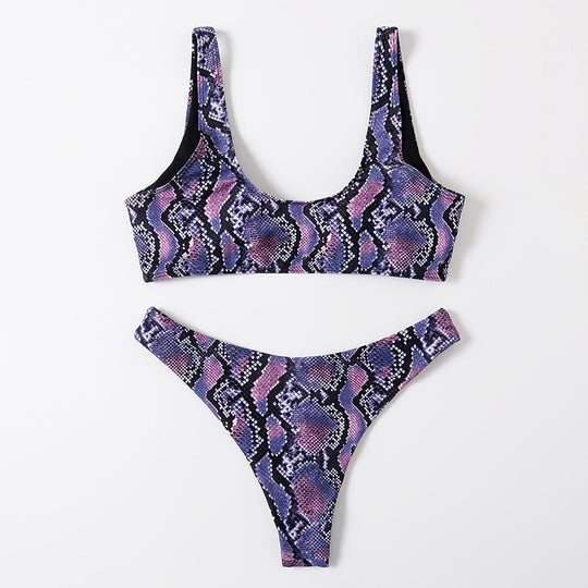 Damen Triangel-Bikini-Set mit trendigem Schlangenprint EB