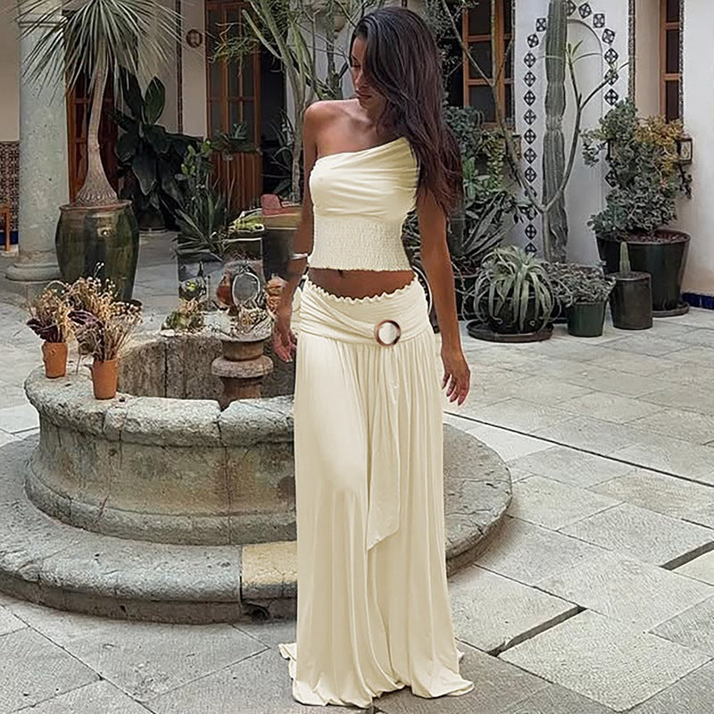 Damen Einseitiges Maxikleid mit raffinierter Drapierung EB
