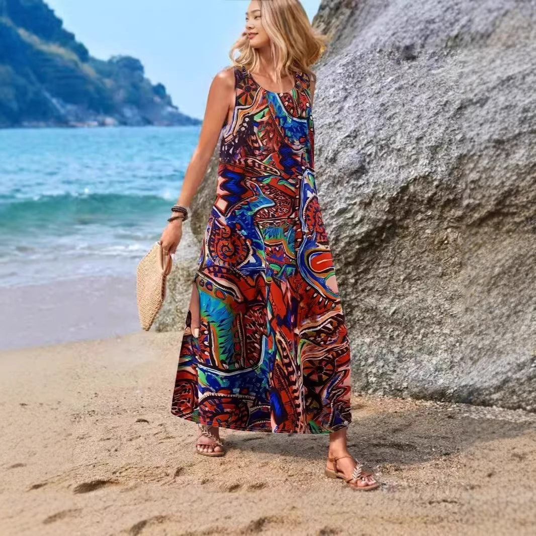 Damen Maxikleid mit einzigartigen Schmetterlingsdruck EB