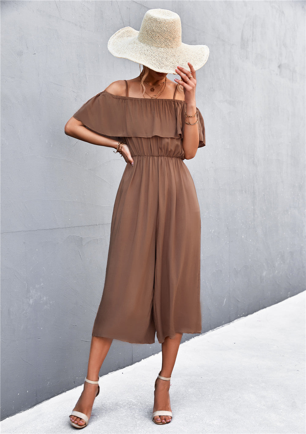 Damen eleganter Jumpsuit mit Off-Shoulder Design und lässigem Schnitt EB