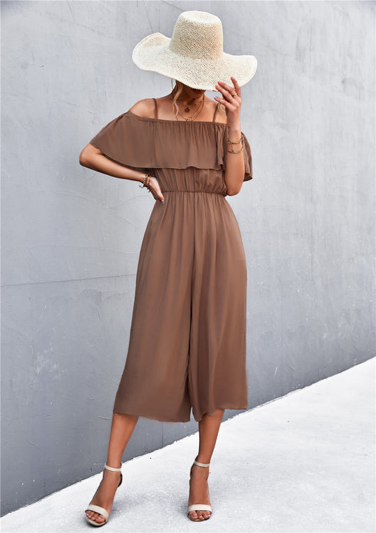 Damen eleganter Jumpsuit mit Off-Shoulder Design und lässigem Schnitt EB