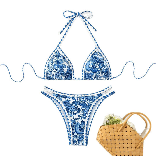 Damen Triangel-Bikini mit feinem Dekor EB