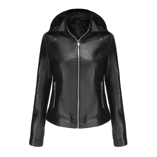 Damen Kapuzenjacke aus hochwertigem Kunstleder EB