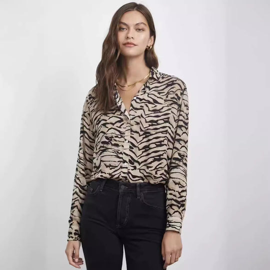 Damen Bluse mit auffälligem Tiermotiv und lockerer Passform EB