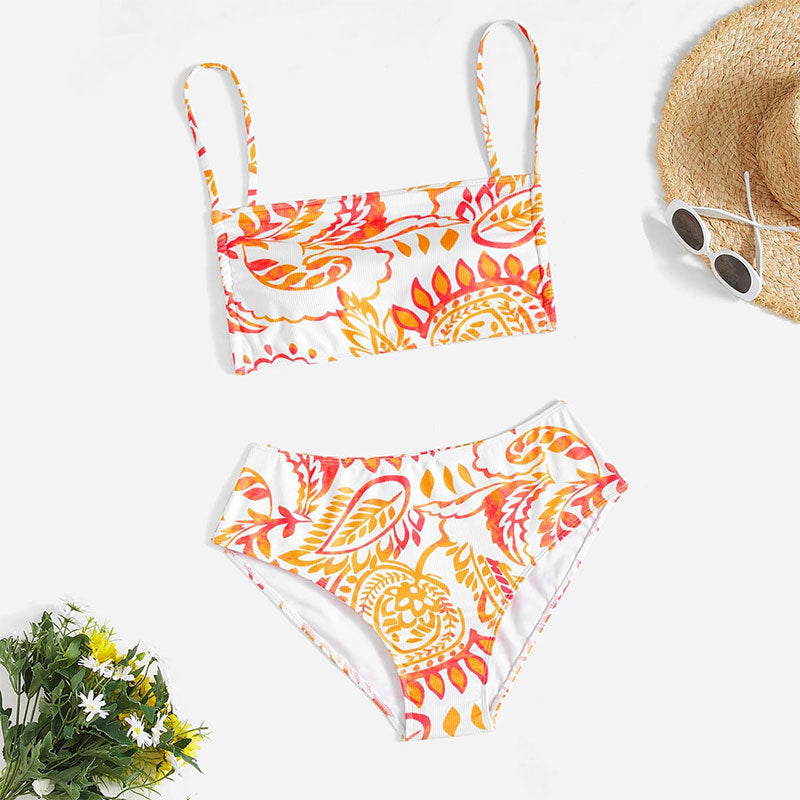 Damen Triangel-Bikini-Set mit verstellbaren Trägern und modischem Muster EB