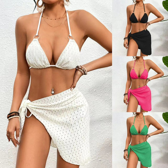 Damen Triangel-Bikini mit modischem Wickelrock EB
