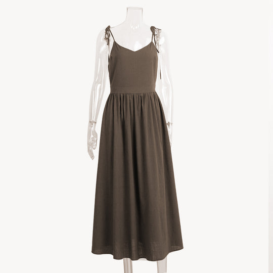 EB | Neckholder-Kleid aus Baumwolle mit Hosenträgern