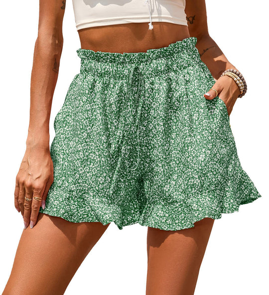 Damen florale Shorts mit elastischem Bund und lässigem Design EB