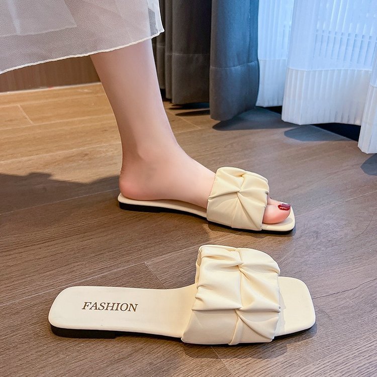 Damen Modische Pantoletten mit Falten-Design EB