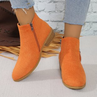 Damen Modische Ankle Boots mit Reißverschluss und dezenter Applikation EB