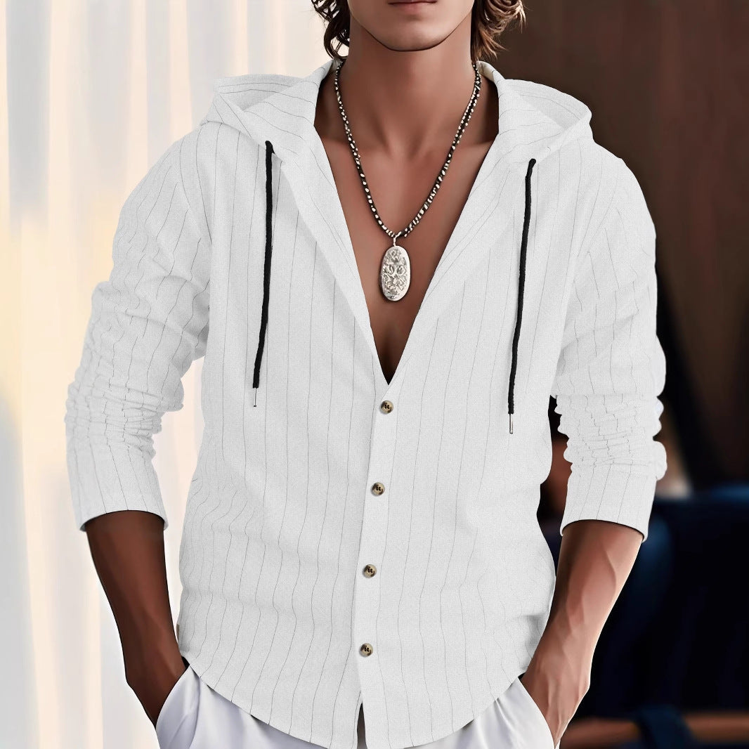 Herren lässige Freizeitjacke mit Kapuze und Knopfleiste EB