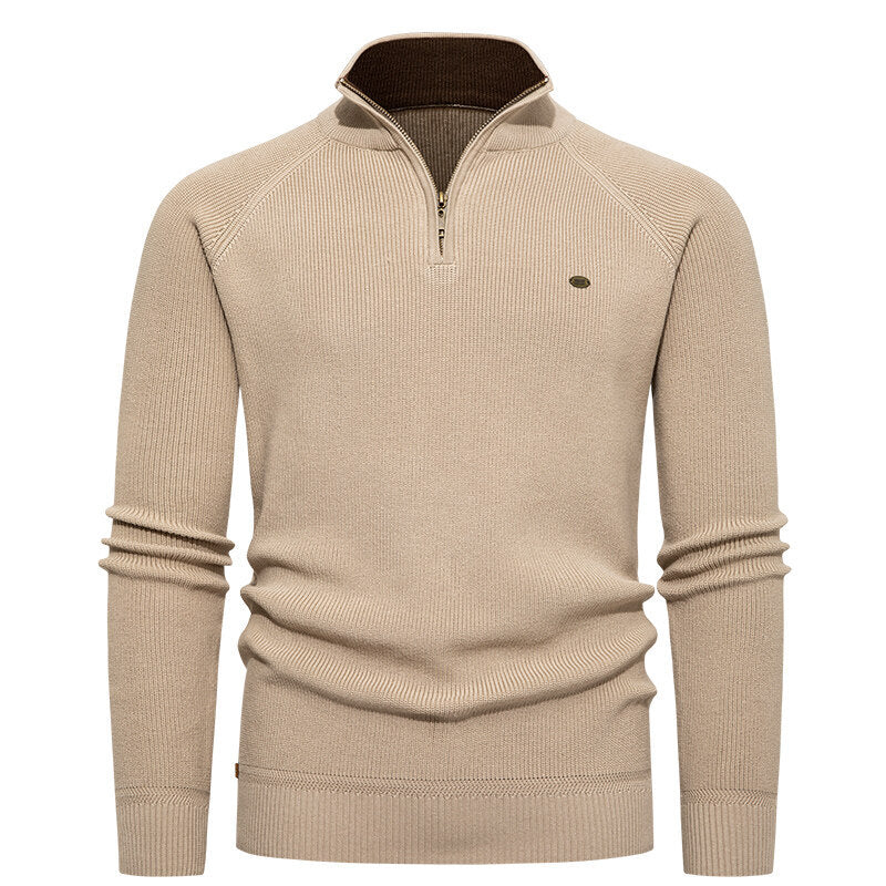 Herren Strickpullover mit Stehkragen und Reißverschluss EB