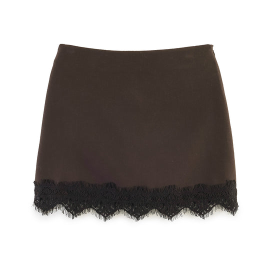 Damen Feiner Rock mit eleganter Spitzenverzierung EB