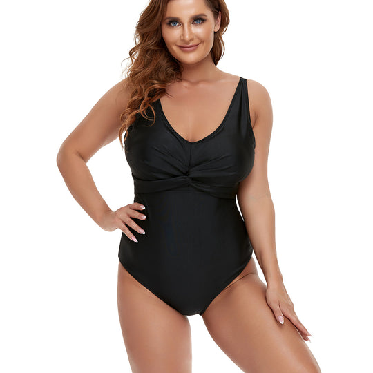 Damen Einteiler Badeanzug mit elegantem Wickeldetail und figurformender Passform EB