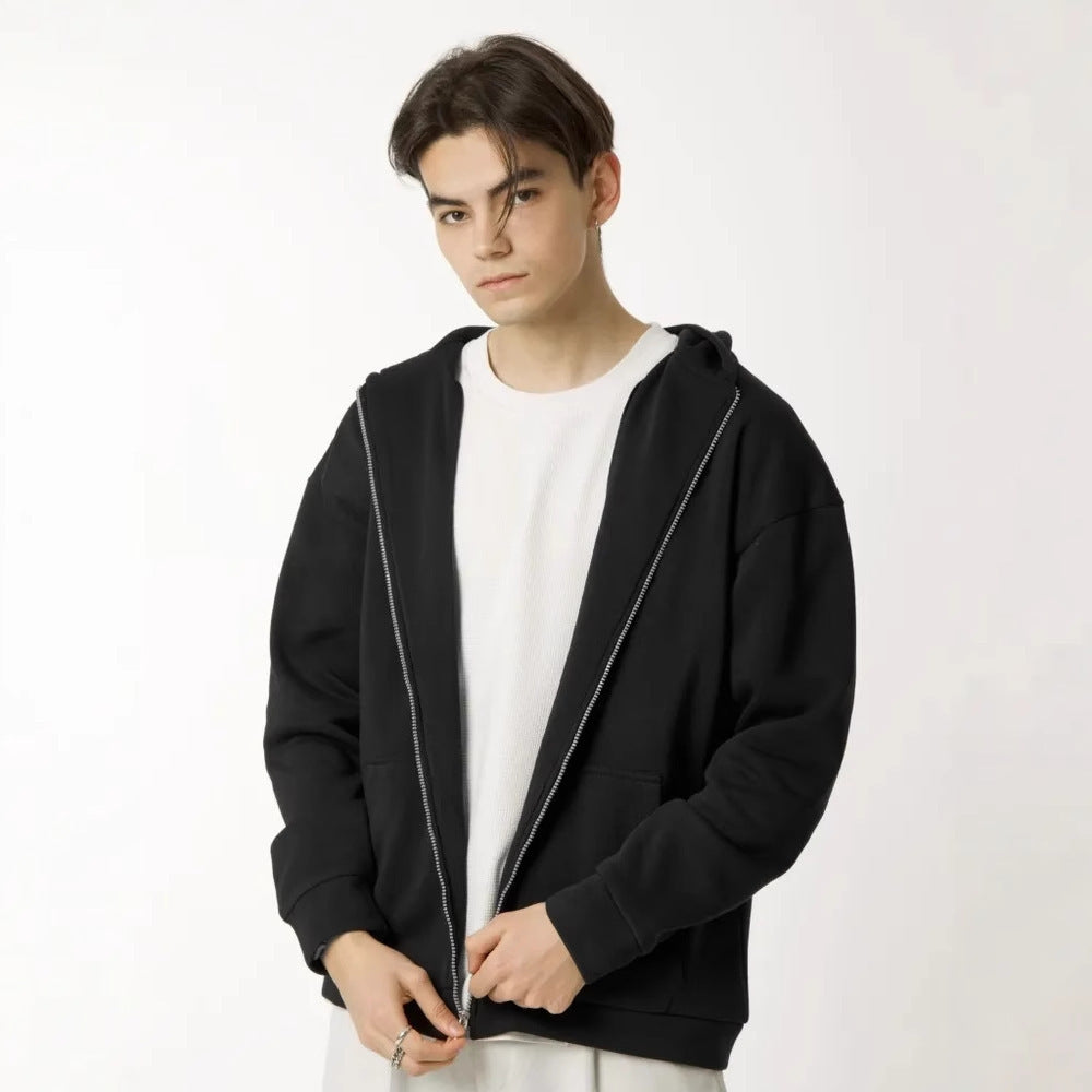 Herren nan minimalistischer Zip-Hoodie mit cleanem Oversize-Schnitt und weichem French-Terry-Futter EB