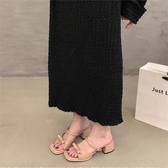 Damen bequeme Mules mit breitem Blockabsatz EB