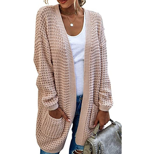 Damen Grob gestrickter Cardigan mit lässigem Schnitt und praktischen Taschen EB