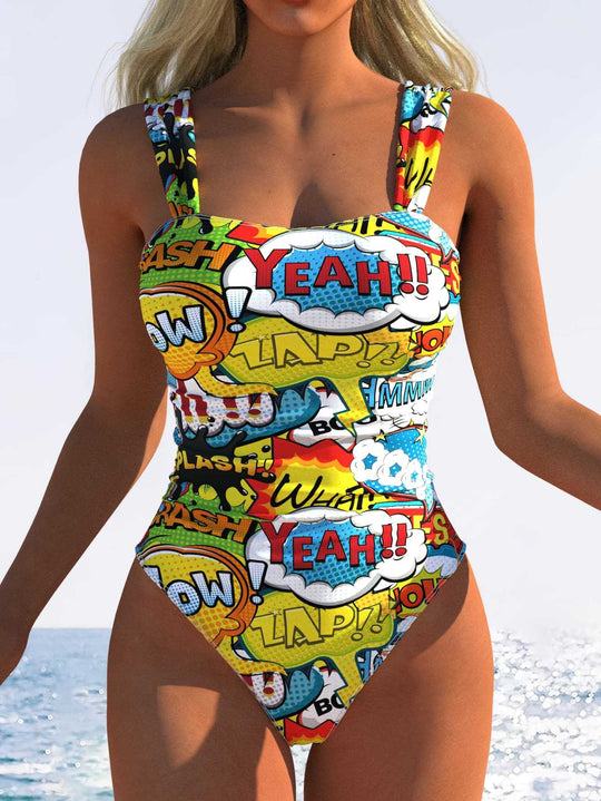 Damen Einteiliger Badeanzug mit innovativem Animal-Print und hohem Beinausschnitt EB
