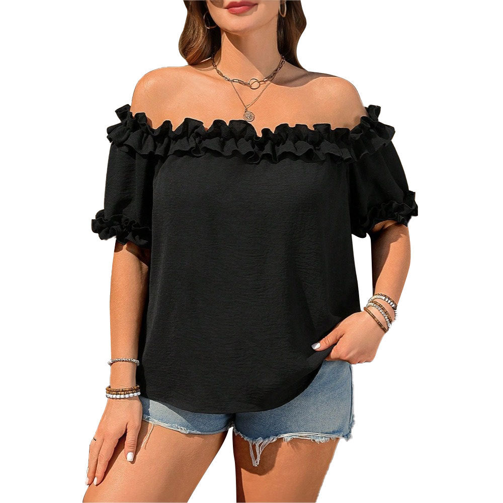 Damen Off-Shoulder Oberteil mit Rüschendetails EB