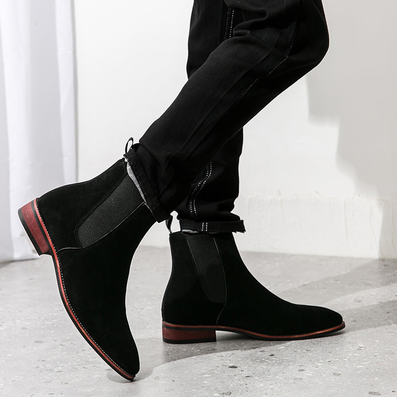 Damen elegante Chelsea-Stiefel aus weichem Wildleder mit elastischen Einsätzen EB