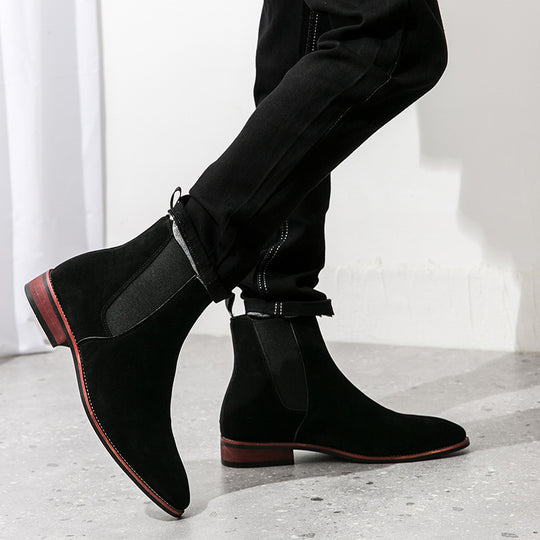 Damen elegante Chelsea-Stiefel aus weichem Wildleder mit elastischen Einsätzen EB
