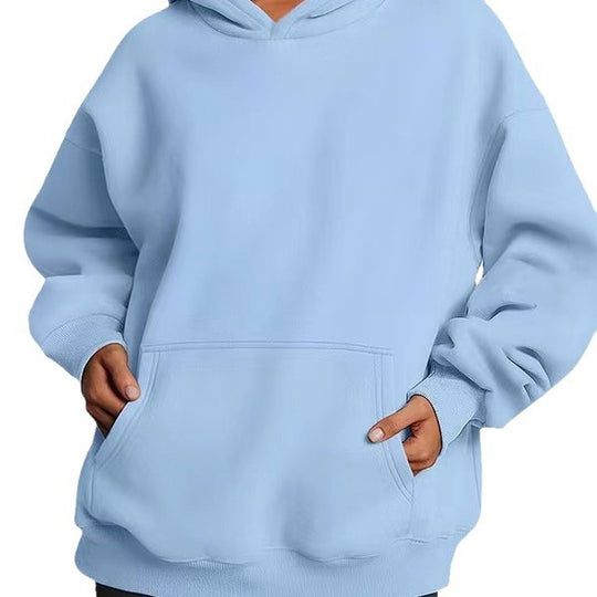 Damen nan extralanger Oversize-Kapuzenpullover im Boxy-Schnitt mit Kängurutasche und geripptem Abschluss EB